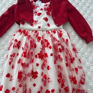 Blueberi Boulevard White and Red Floral Dress